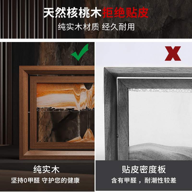 简约流沙画沙漏摆台家居桌面艺术装饰品可翻转相框玄关3D立体沙漏图片