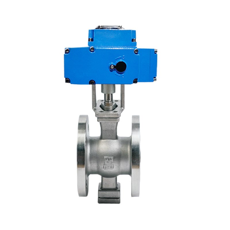 电动V型球阀法兰不锈钢开关调节阀门VQ947F-16P 铸钢对夹77H-16C