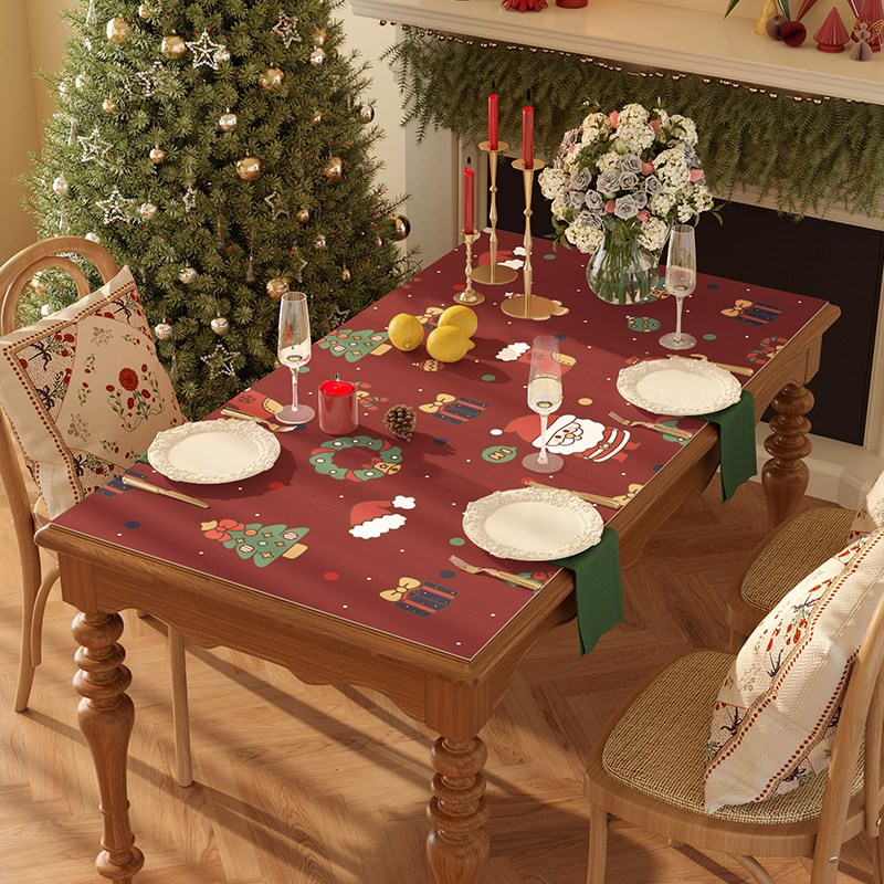 圣诞餐桌垫防水防油桌布节日氛围感桌面垫轻奢高级感防烫茶几台垫