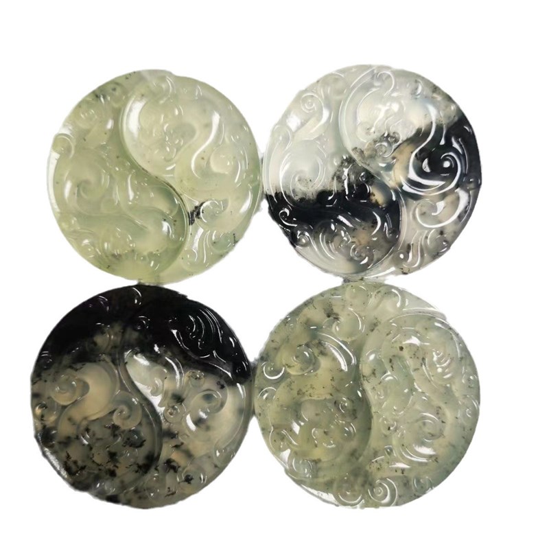 岫玉龙凤佩 龙凤对 水墨岫玉挂件 情侣天然玉坠 龙凤呈祥