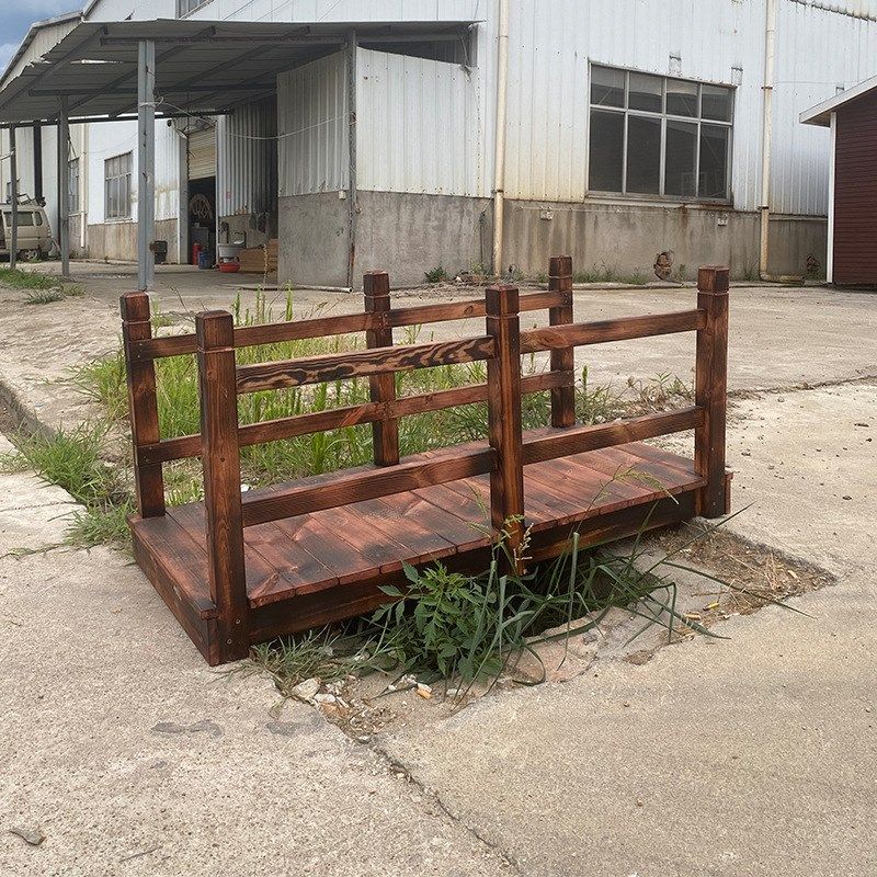 景观小木桥户外防腐公园庭院鱼池栈道装饰碳化木拱桥花园景区鹊桥