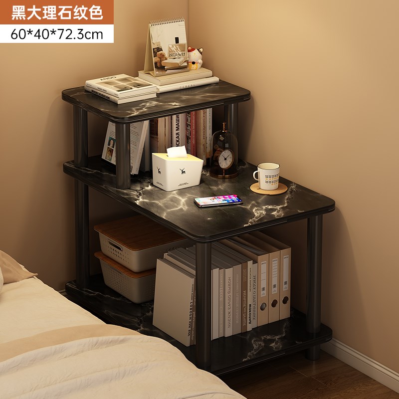 床头书架置物架卧室床边小架子转角书柜一体靠墙储物架床头柜替代