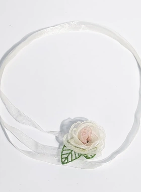 法式风山朵项链 气质rose 欧根纱立体花朵颈链