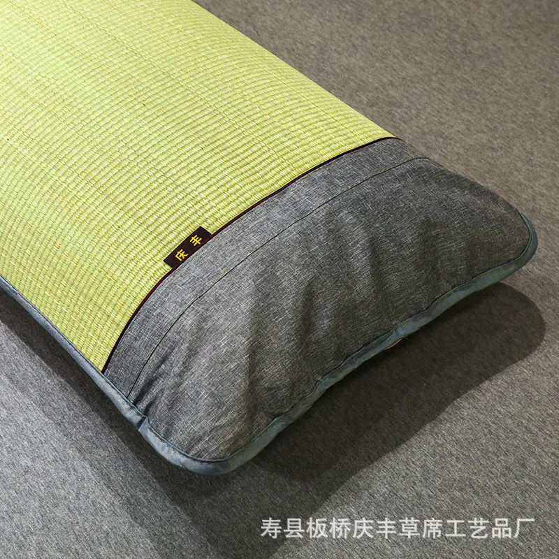 枕头套一对色丁枕头套枕套竹席冰丝真丝蘭草家学生用全棉卡通