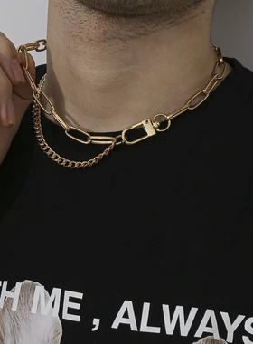 欧美饰品 嘻哈街头时尚潮男项饰 复古简约链条钥匙锁扣项链女