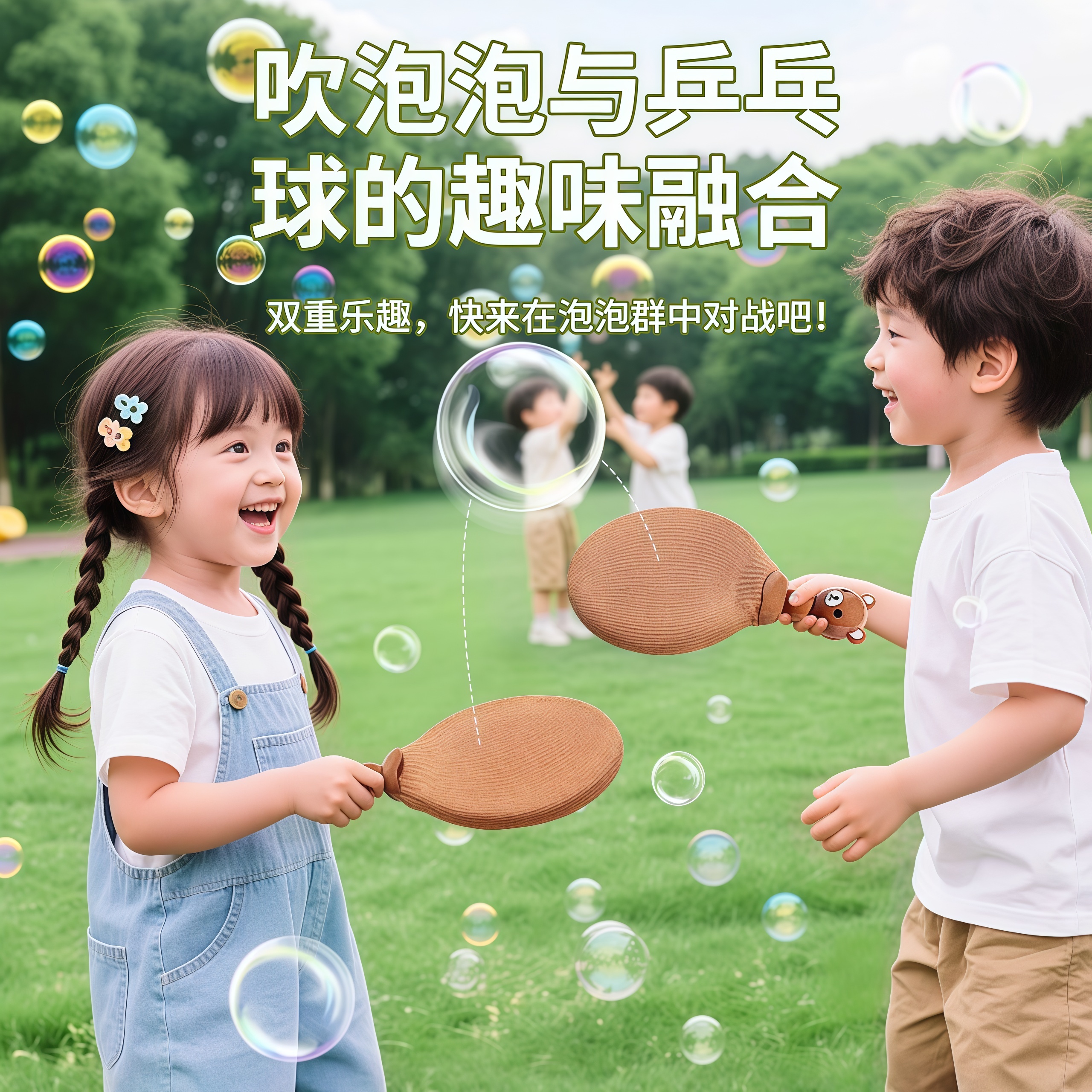 儿童吹泡泡乒乓球玩具可拍打弹力