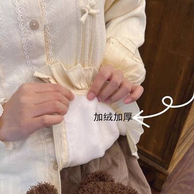 lolita原创内搭娃娃领百搭长袖衬衫加绒加厚保暖洛丽塔衬衣