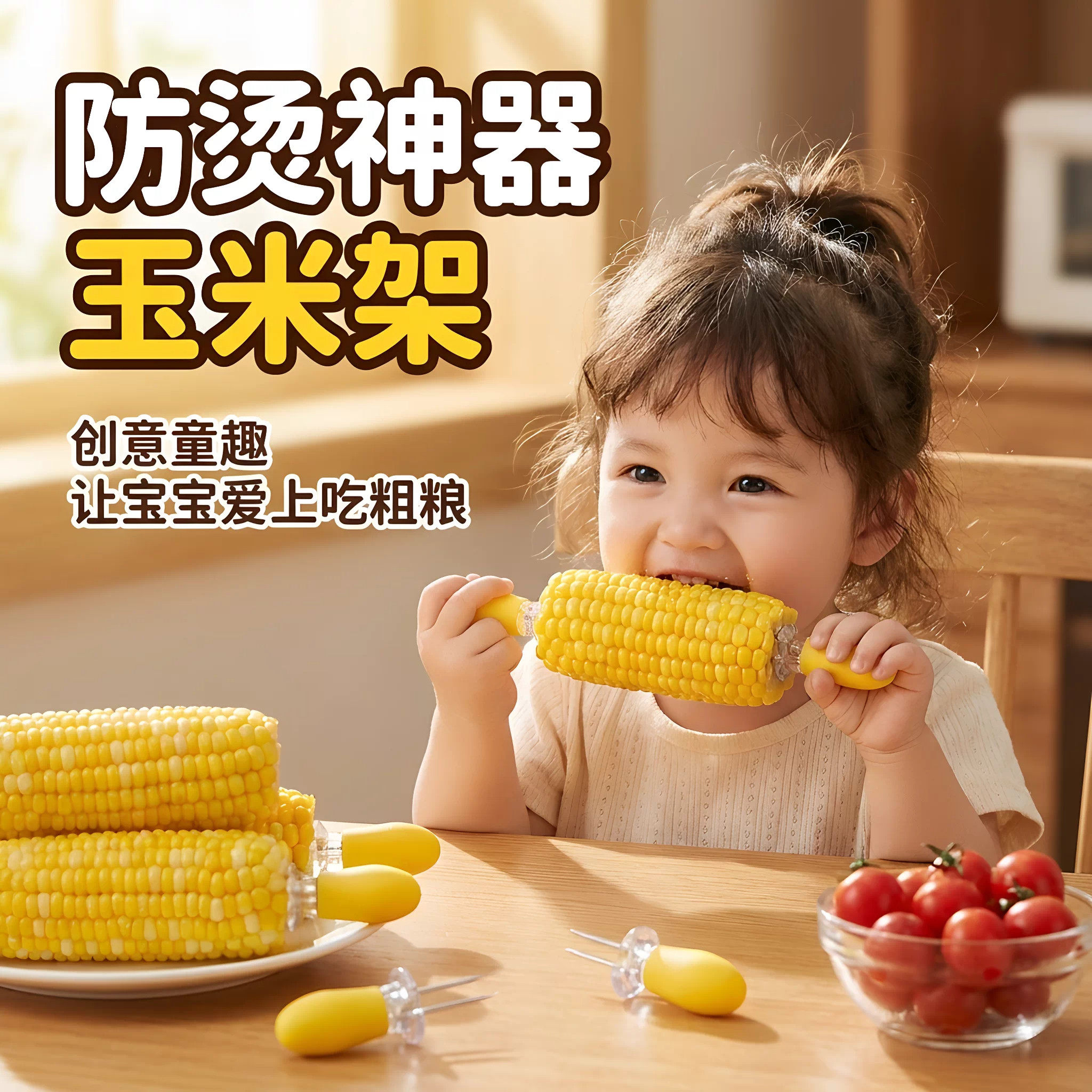 不锈钢玉米叉防烫手儿童安全