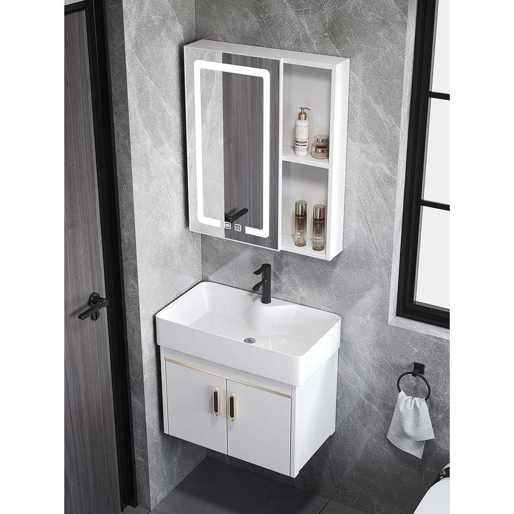 太空铝小户型超窄长浴室柜组合挂墙式洗手盆洗脸盆迷你洗漱台30cm