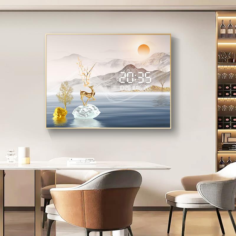 电子钟数显插电表箱装饰画夜间可视电闸盒配电箱总开关遮挡画挂钟