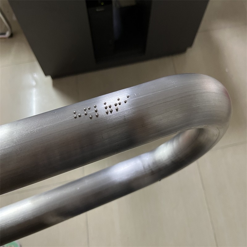 不锈钢51圆管盲文弯管扶手地铁站上下楼梯标识盲文触摸凸点