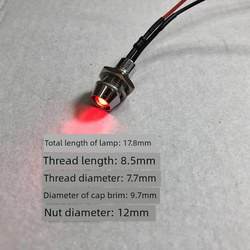 3V5V12V24V220v红绿黄8mm双色金属LED三色带线电源电器信号指示灯