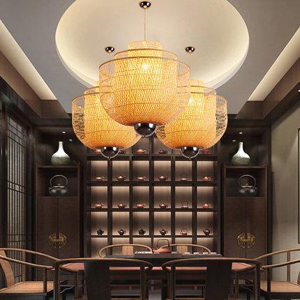 新中式竹编吊灯客厅灯工程民宿灯禅意餐厅灯创意个性酒店茶楼灯具
