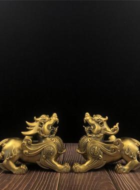铜貔貅 黄铜财富貔貅摆件黄铜铜器工艺品