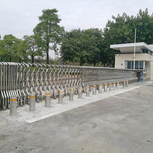 广州南洲水厂大门遥控自动升降挡车柱 不锈钢路阻器 景区防撞路桩