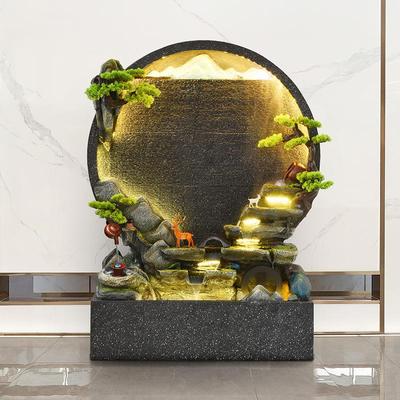 水幕墙假山流水喷泉摆件屏风客厅玄关落地装饰公司招财风水轮景观