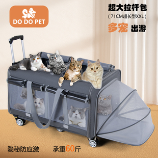 宠物拉杆箱超大号六轮拉杆车多只猫咪便携外出拉杆包车载包可拓展