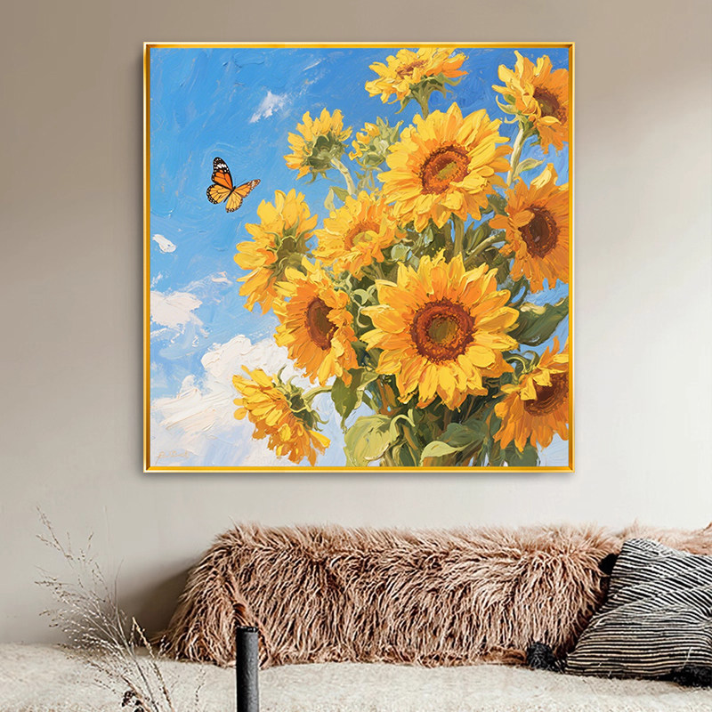 向日葵DIY手工满绣十字绣清新温馨花卉餐厅卧室新人简单印花自绣,居家布艺,十字绣套件,淘宝优惠券,粉丝福利购,淘宝优惠卷