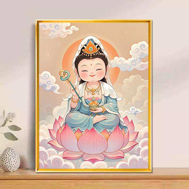 卡通人物观音菩萨十字绣2025新款线手工简单制作满绣挂画