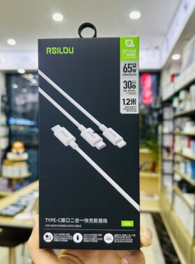 阿思络DX54二合一快充数据线type-c口PD快充适用15系列30w速充安卓手机多兼容65w充电线加长120cmnew