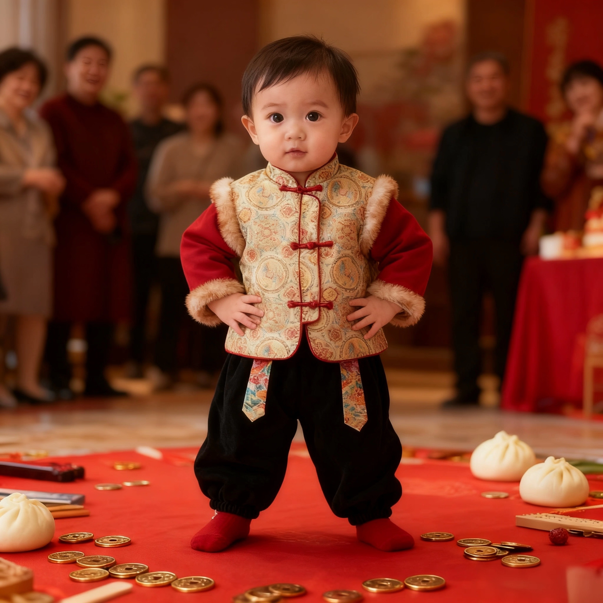 男女童拜年服加厚周岁礼服冬装新中式唐装婴儿抓周宴衣服新年服装
