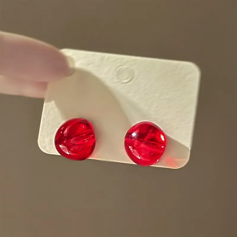 银针彩色多巴胺树脂豆豆耳钉简约时尚百搭耳环小清新高级感耳饰女