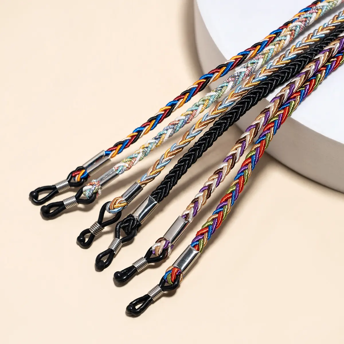 复古风麻花眼镜挂绳  工厂直销款布艺眼镜绳墨镜眼镜链子