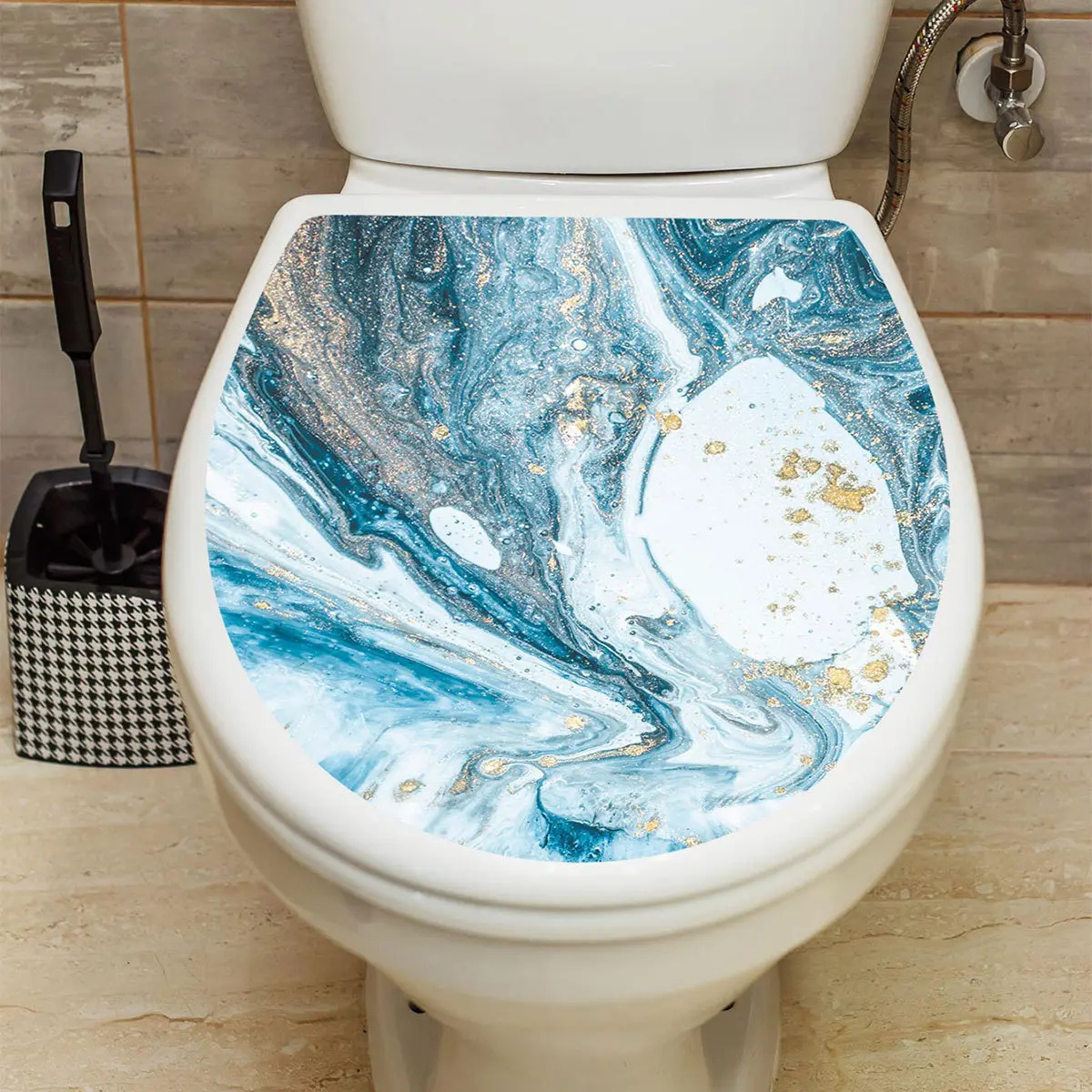 尚易w24012大理石纹马桶改装饰贴纸自粘pv浴室全覆盖马桶贴