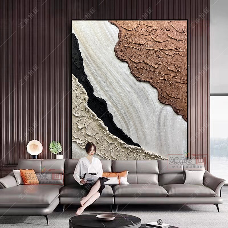 纯手绘油c画厚肌理落地客厅装饰油画