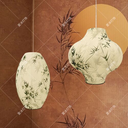 新中式布艺吊f灯中古风禅意复古客厅餐厅灯笼宋氏美学卧室书房灯
