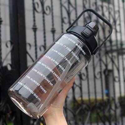运动水壶2000ml大容量塑料水杯健身房大肚杯吸管太空杯水瓶吨吨杯
