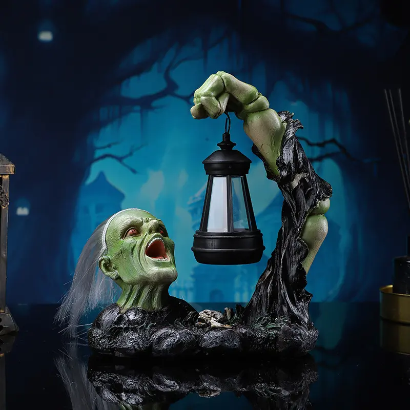 万圣节手提灯摆件半身鬼手花园地面装饰摆设鬼节户外影视拍摄道具