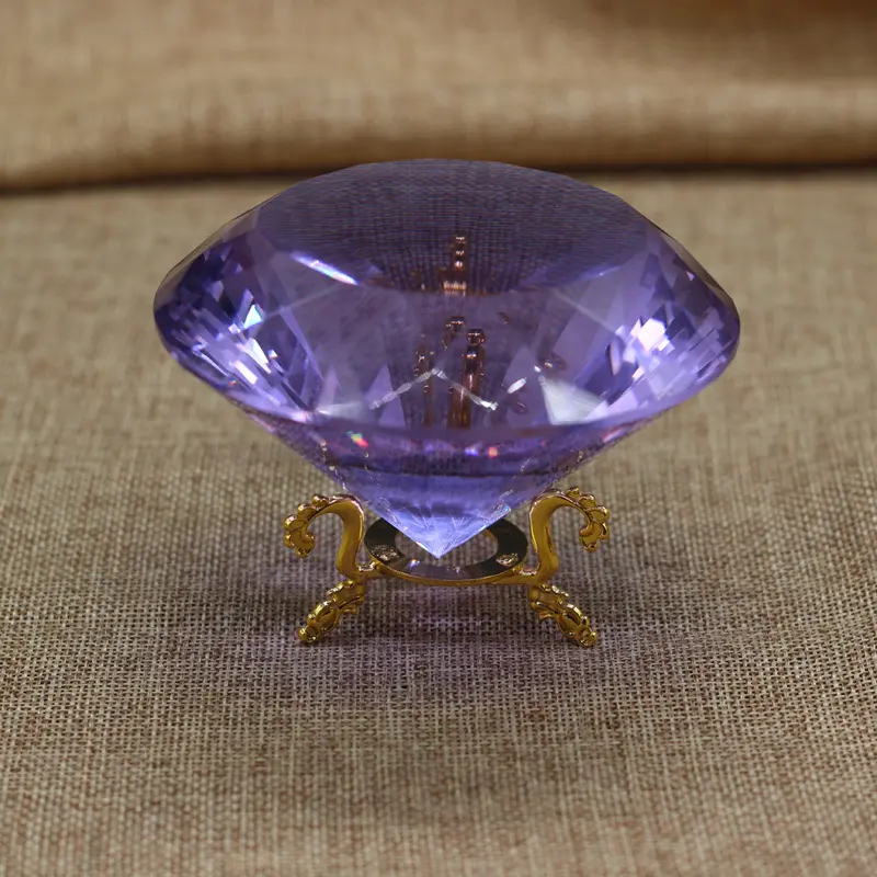 80透明水晶钻石玻璃水晶小钻戒摆件平底水晶钻柜台摆件鱼缸摆设