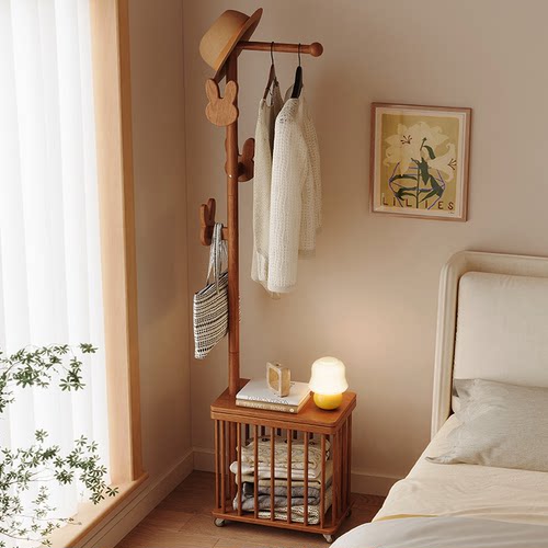 实木衣架落地卧室衣服睡衣脏衣篓