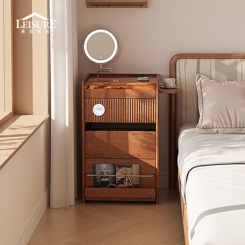 实木梳妆台床头柜一体卧室小型