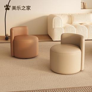 凳子 猫抓皮小凳子家用矮凳实木靠背小型圆凳茶几凳入户门玄关换鞋