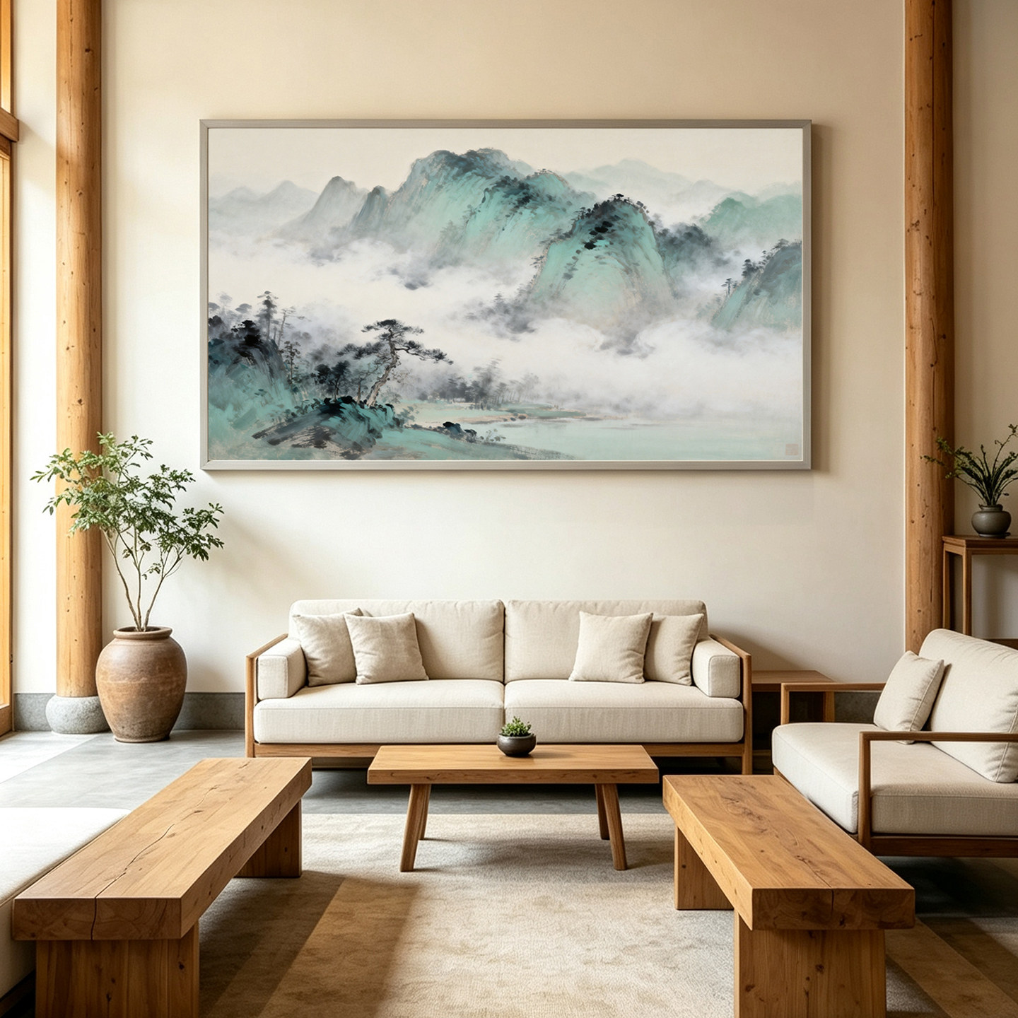 可班手绘油画客厅山水风景装饰画