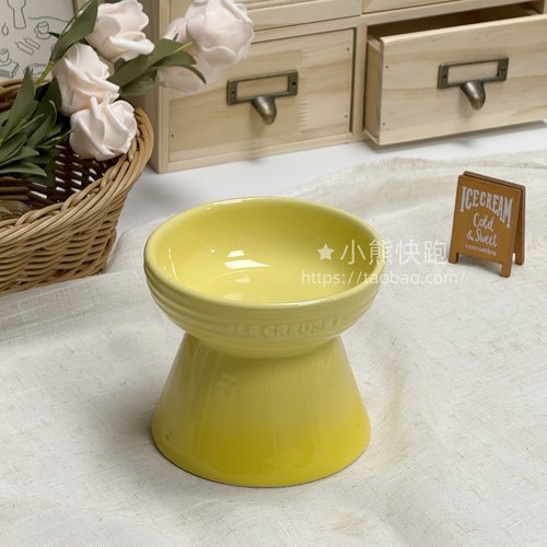 一体式陶瓷高脚平口猫狗水粮通用