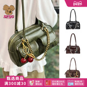 SFSG 新品 保龄球包做旧亮面复古百搭时髦腋下包2025冬季