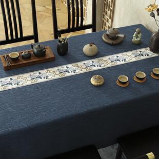 仿古茶几布布艺桌布台布方形餐桌布刺绣布料长方形茶台盖布 新中式