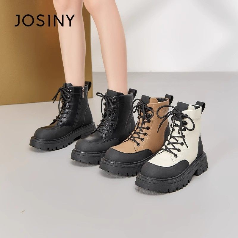 卓诗尼工装马丁靴女厚底增高机车靴秋冬新款单靴英伦百搭加绒靴子