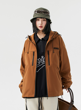 Sview学院风美式纯色工装口袋 宽松版型外套休闲冲锋衣 男女同款