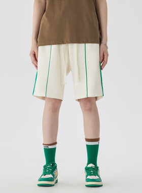 Sview复古条纹字母Logo织带宽松休闲薄款直筒五分短裤男女同款