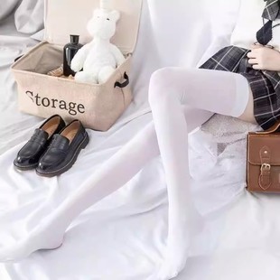 长筒袜三坑少女过膝袜jk学院风白丝袜中高筒天鹅绒日系大腿袜半截