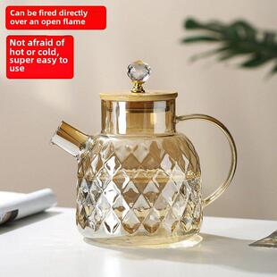 高档冷水壶玻璃耐高温竹钢盖家用大容量凉水壶套装凉白开水壶水杯