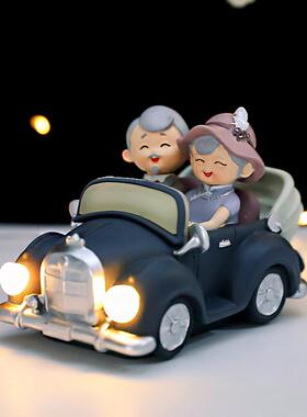 国风老爷车小夜灯摆件民国往事老太太老头卡通汽车装饰品婚庆礼物