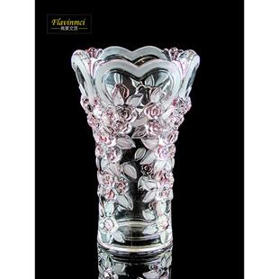 梅花粉红色水晶玻璃花瓶插花花瓶百合玫瑰花瓶郁金香花瓶