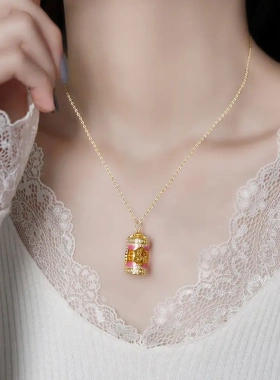 藏式好运多宝经筒项链扎基拉姆女转运貔貅转运吊坠毛衣链礼物
