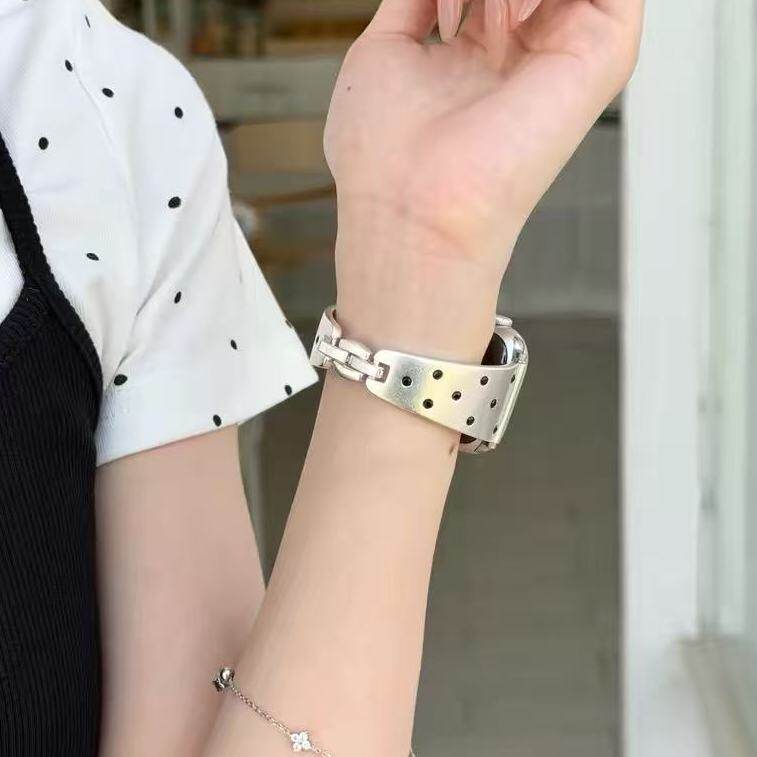 适用iWatchs11代高级韩女波点手镯纯铜表带苹果s10applewatchS9876se创意华为FIT5智能FIT4小米10Pro小众女款