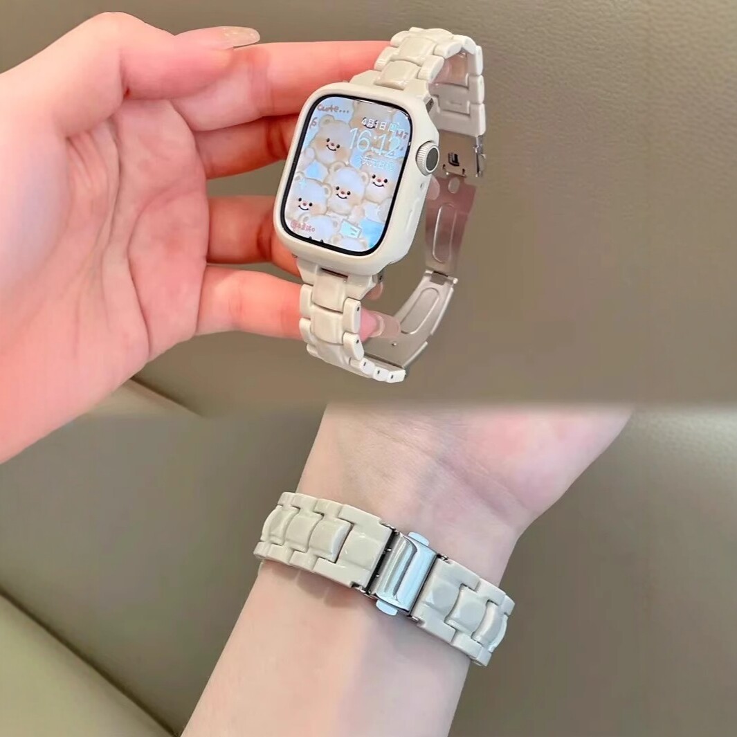 适用iWatchs11表带糖果苹果手表s10夏日纯色小方块亚克力表带iwatchS98软壳华为FIT3智能Fit4透气小米9ro舒适